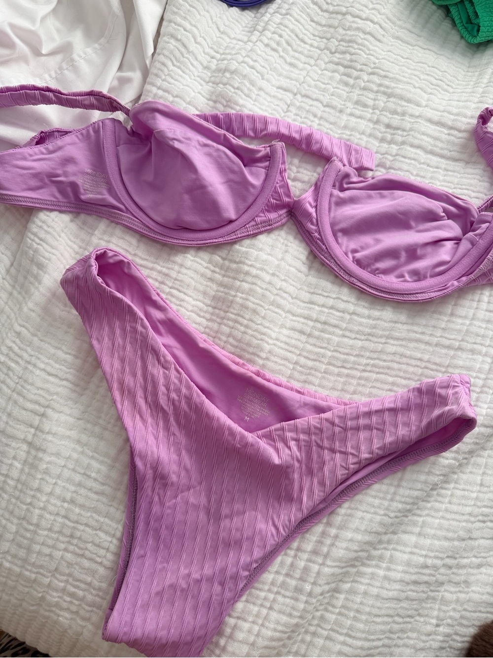 Monday Swimwear Lavender Ribbed Underwire Bikini Set - Picture 3 of 8